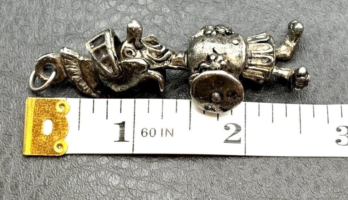 Vintage Silver Tone Articulated Moveable Roman Soldier Clown Charm Pendant