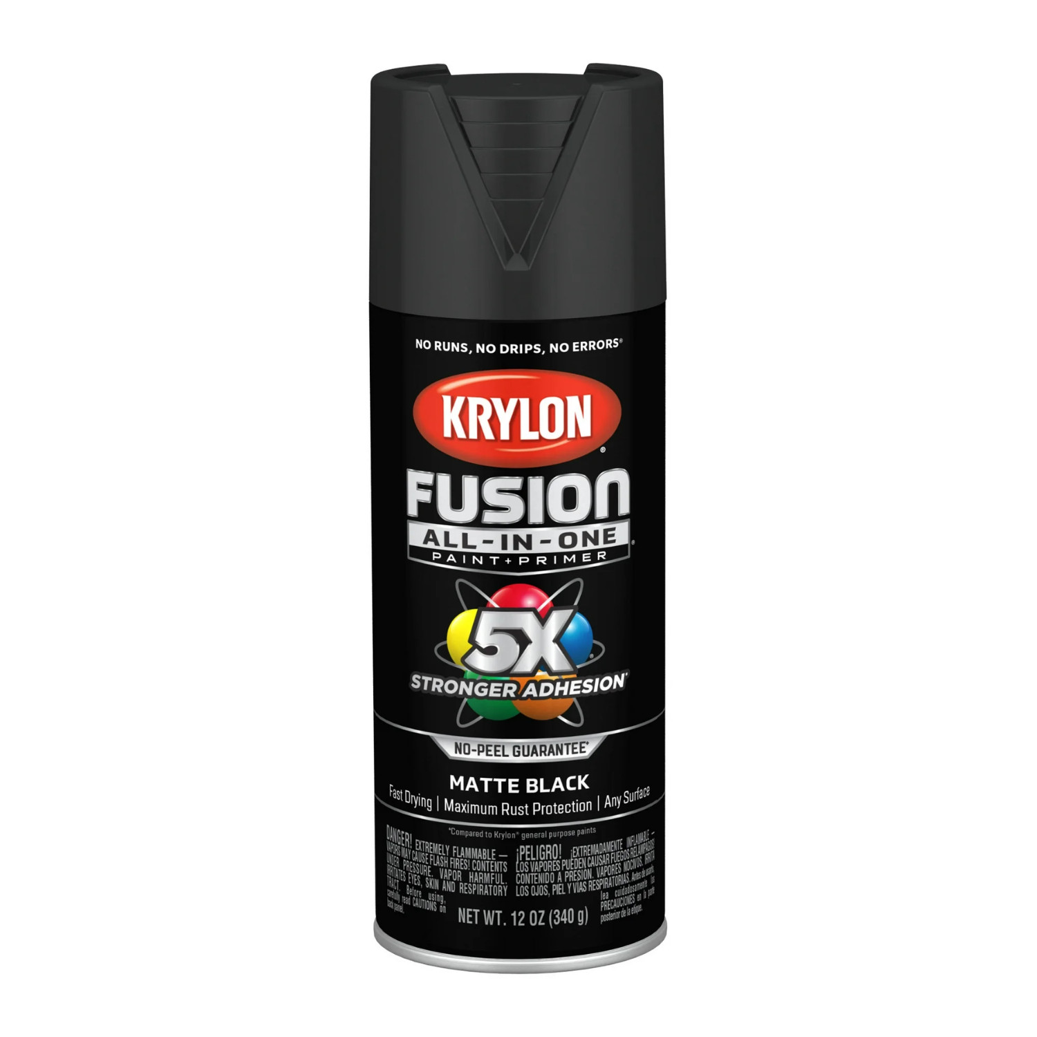 (2 Pack) Krylon Fusion All-In-One Black Matte 12 oz Spray Paint, Multi-Surface