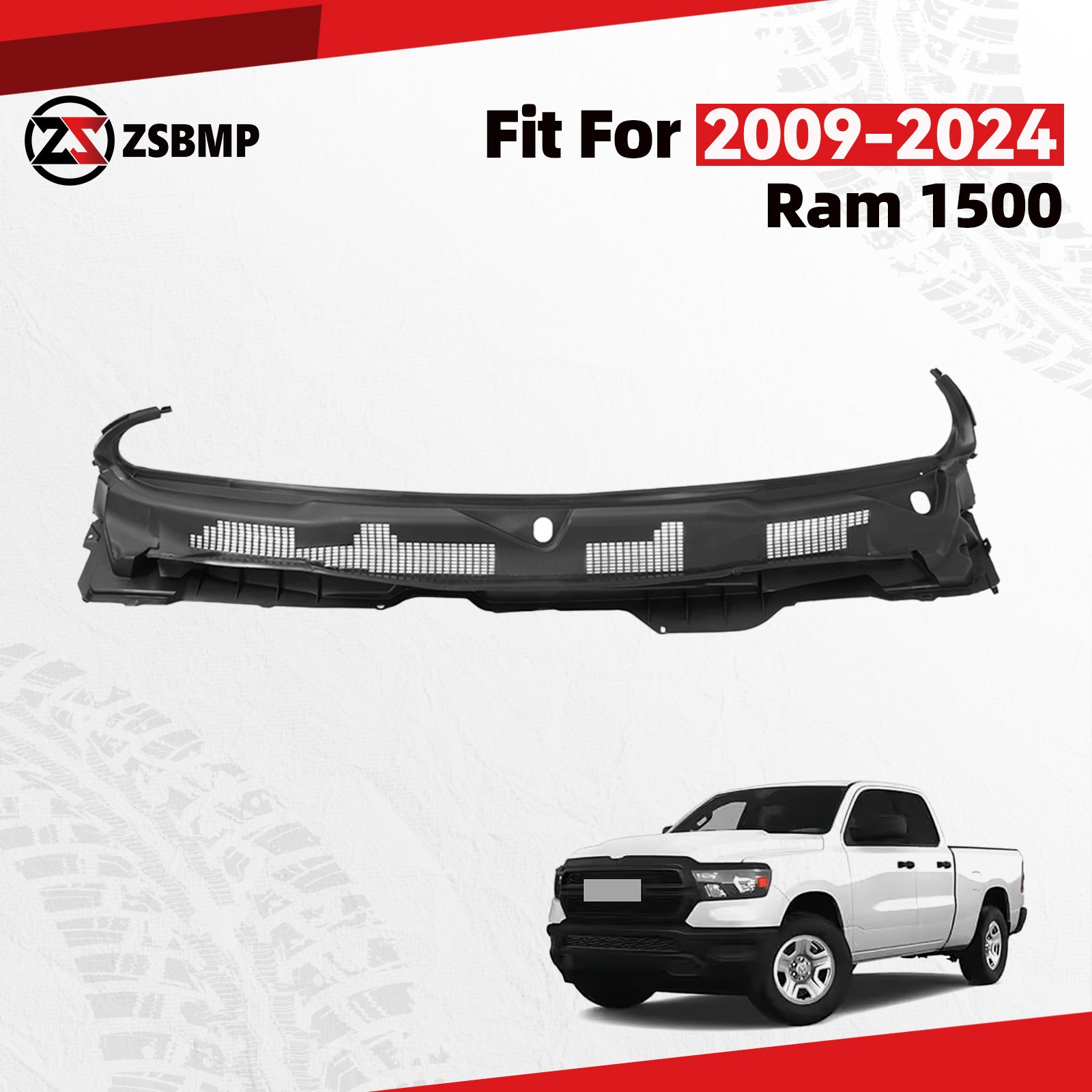 Front Grille Wiper Cowl Windshield Panel For 2009-2024 Dodge Ram 1500 2500 3500