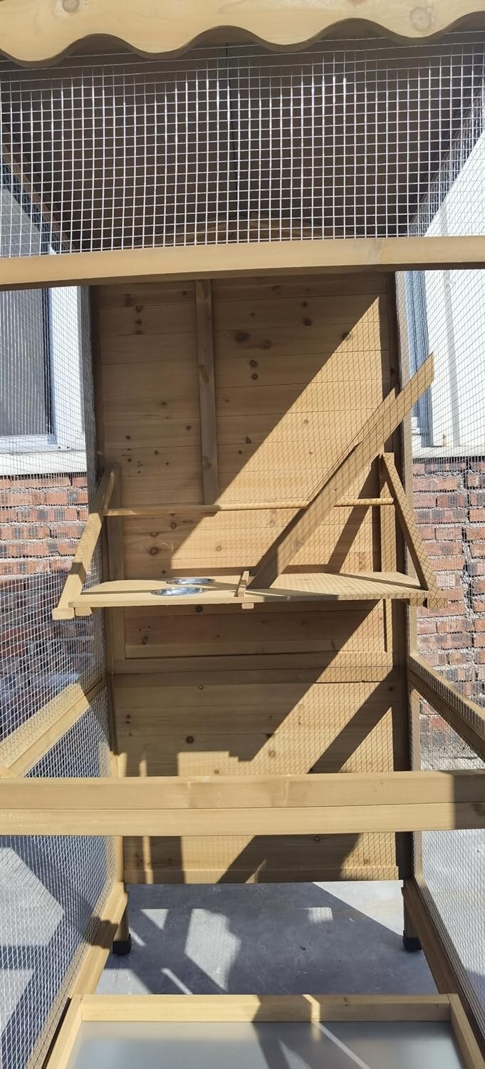 70” Large Outdoor Bird Aviary Weatherproof Wooden Indoor Bird Cage Clean Tray