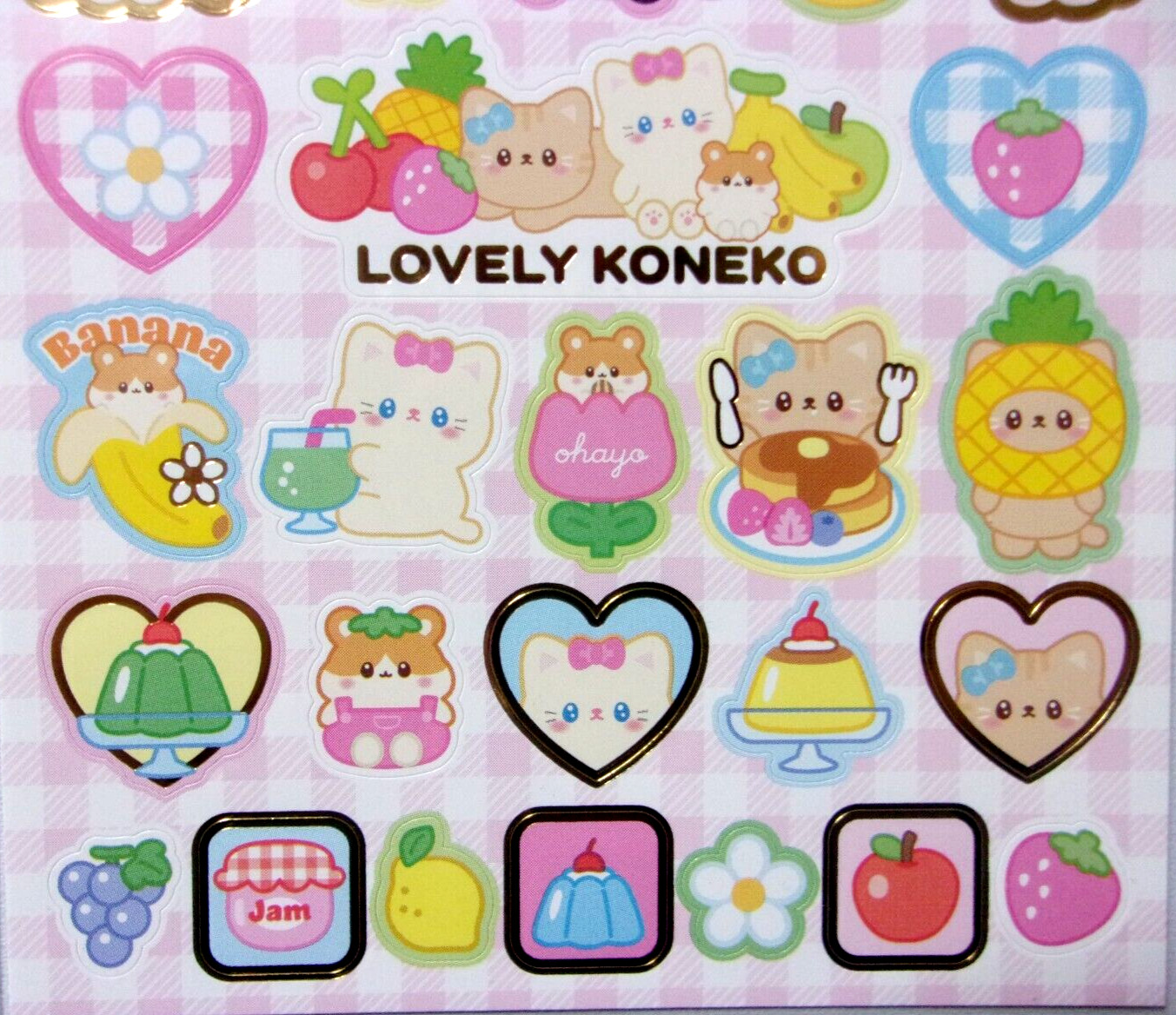 GAIA Lovely Baby Cat Sticker Sheet Made in Japan Fruits Sweets