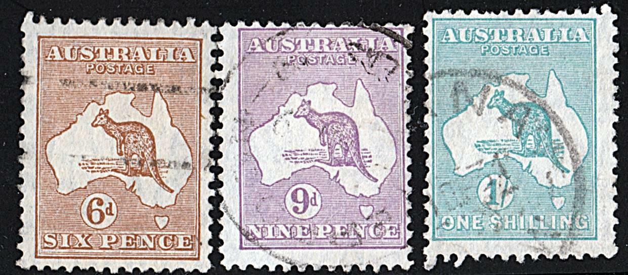 👉 AUSTRALIA 1929 KANGAROOS SC#96-98 used CV$48.00 ANIMALS, MAPS