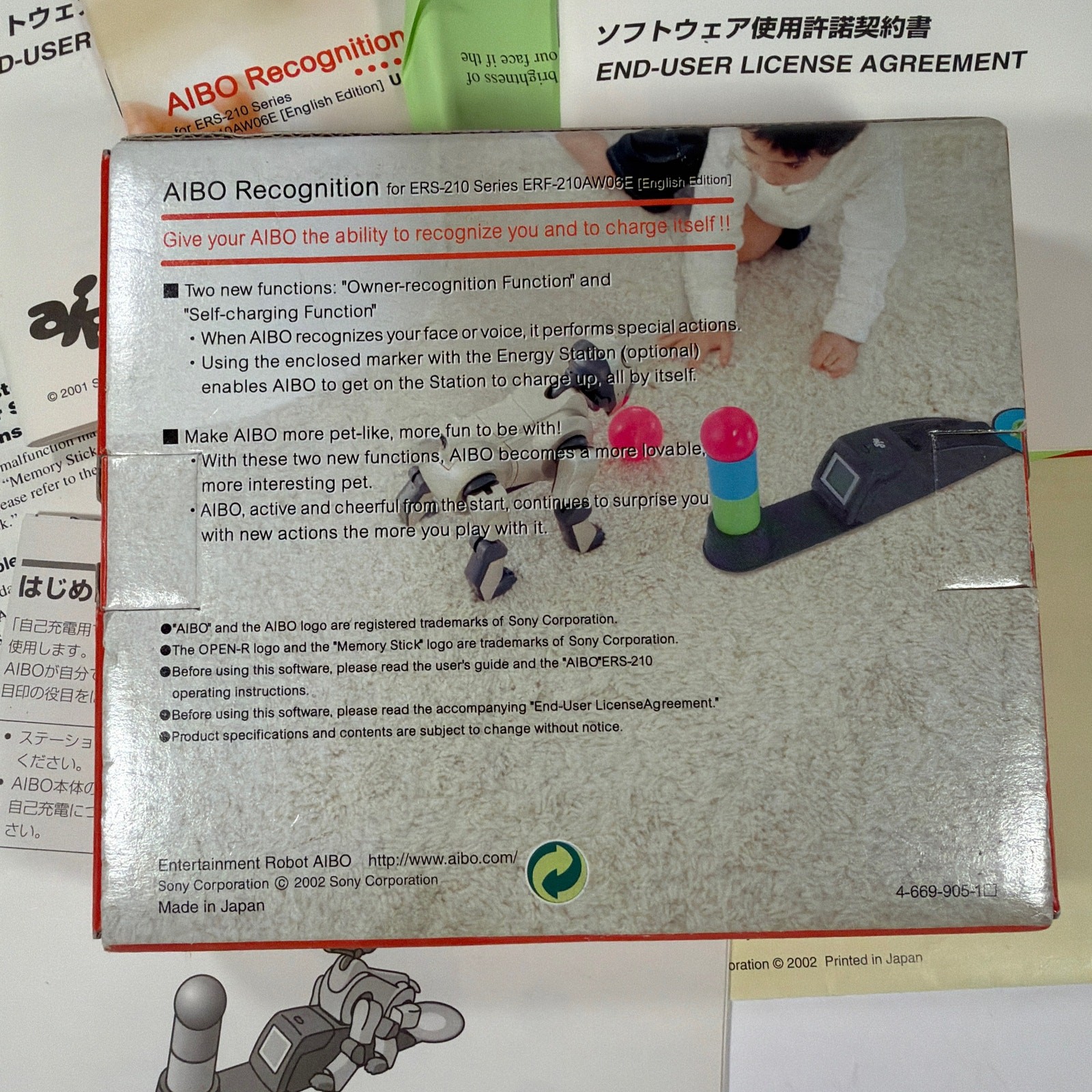Sony AIBO Recognition ERF-210AW06E Original Box and Manuals Only