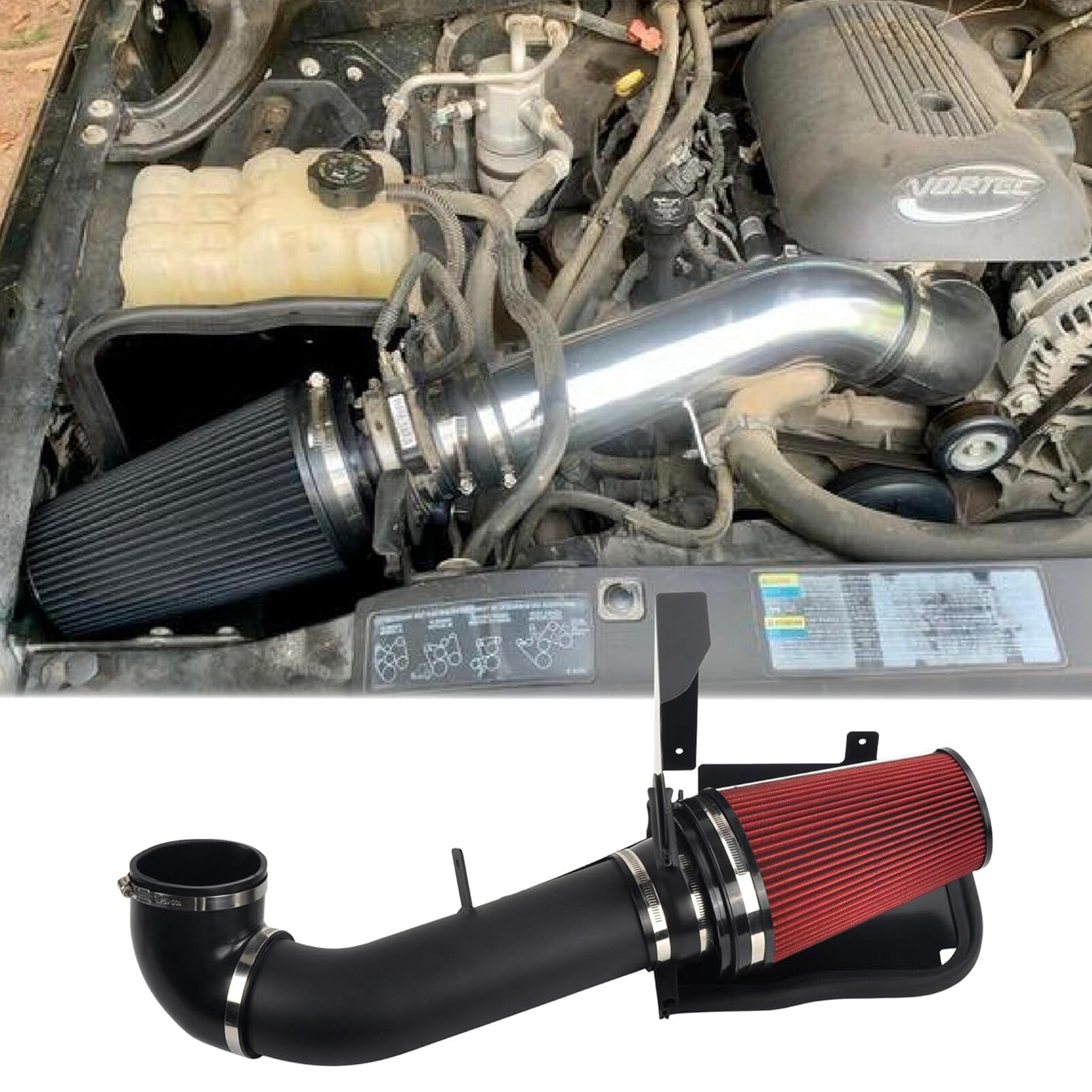 BKRD 4''Cold Air Intake+Exhaust Headers For Chevy GMC Avalanche Silverado Sierra