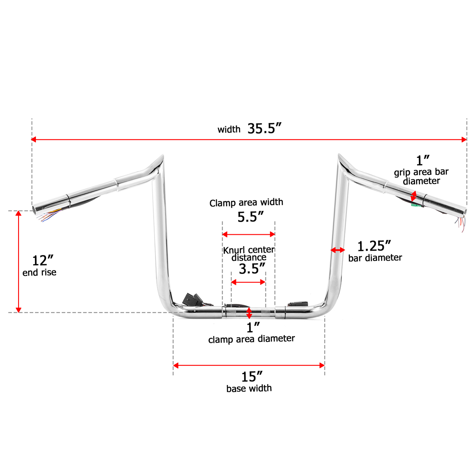12" Pre-Wired Meathook Handlebar For Harley Street Electra Glide Ultra 2008-2013