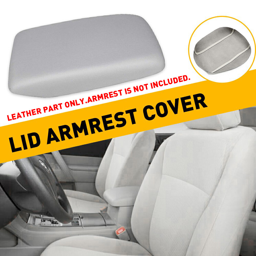 Fits 2008-2013 Toyota Highlander Leather Center Console Lid Armrest Cover Gray D