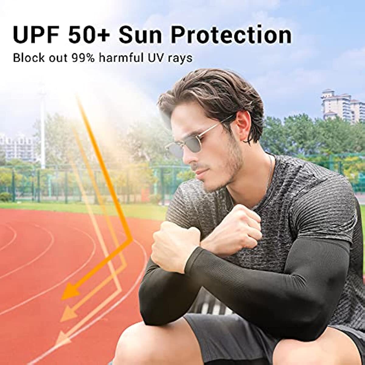 Arm Sleeves Cooling UV Sun Protection UPF 50 Sports Compression for Men & Women