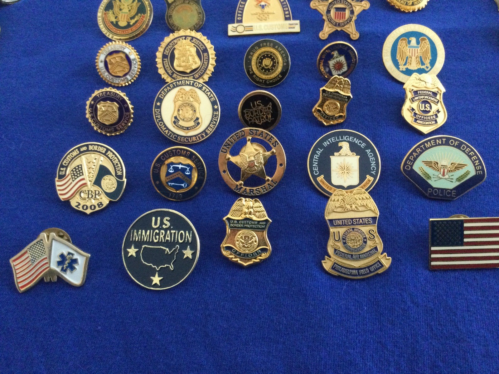 Lot of 50+ misc Law Enforcement Police Pins Badges - Federal State Local Int’l