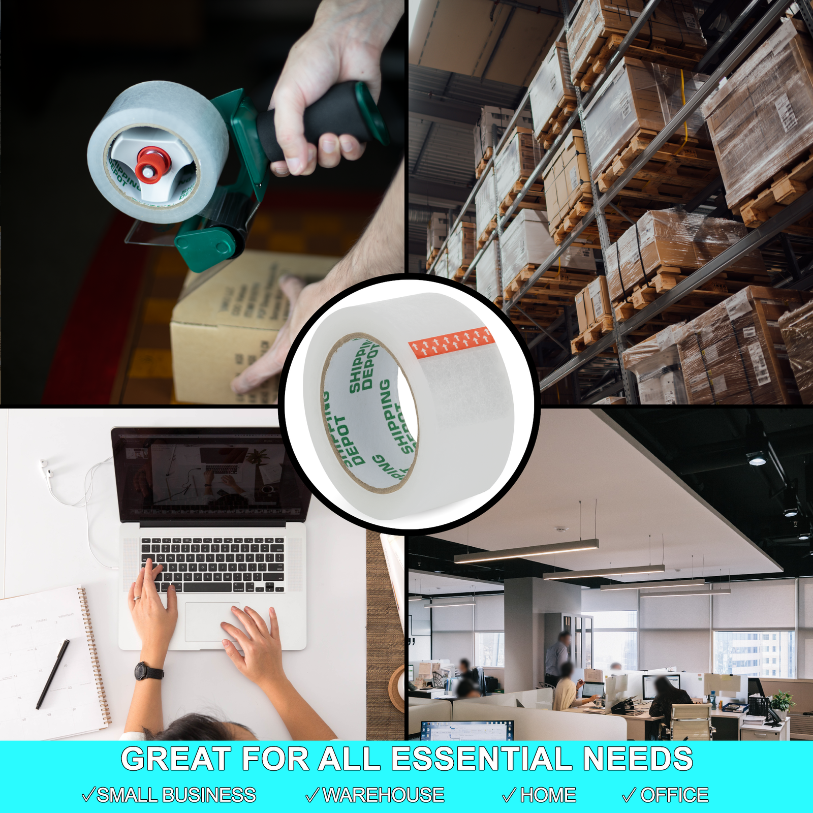 2 Mil Industrial 3" x 110 Yds Carton Sealing Clear Packing Shipping Box Tape