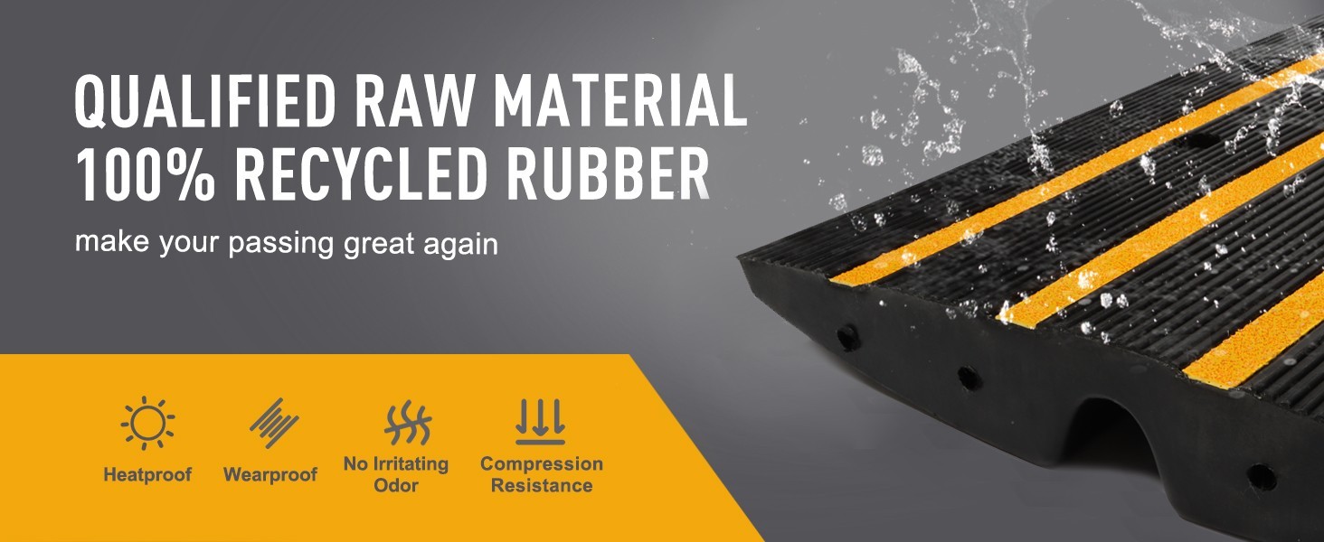 2.6" Rise Rubber Driveway Curb Ramp 15T Heavy Duty Load Threshold Ramp 1 PACK