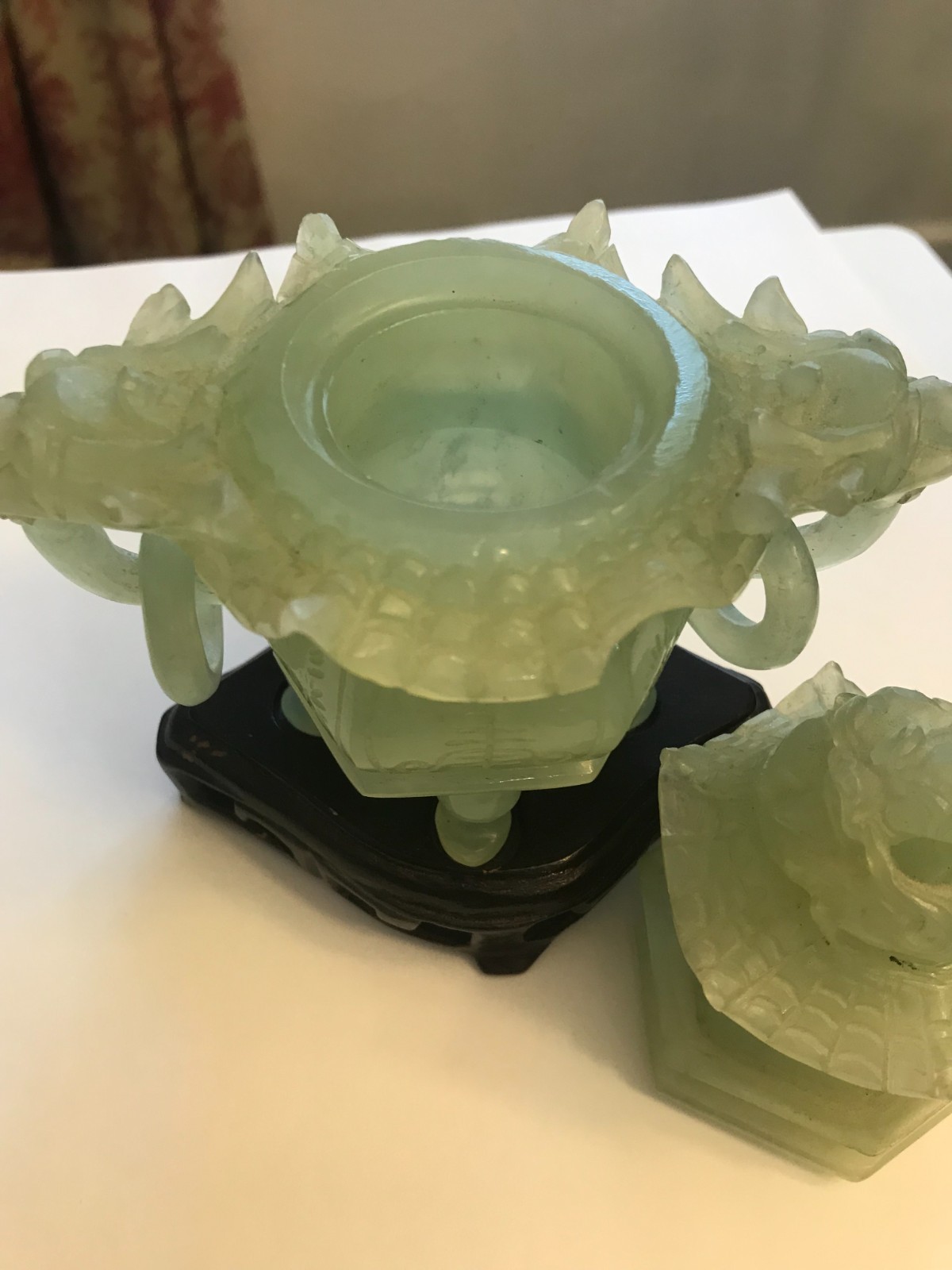 Chinese Jade Censer, 5" across, 5" tall, 5" wide Incense Burner