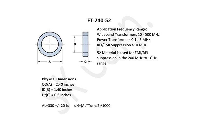 FT-240-52 Ferrite Toroid Core - Made in USA