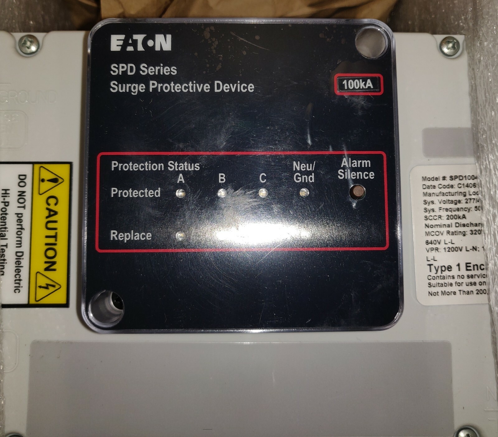 Eaton SPD100480Y2C Surge Protection, SPD Series, 100KA per phase, 480Y/277V, New
