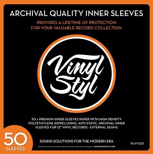 Vinyl Styl® 12 Inch Archival Inner Record Sleeves - HDPE-Lined - 50 Count (White