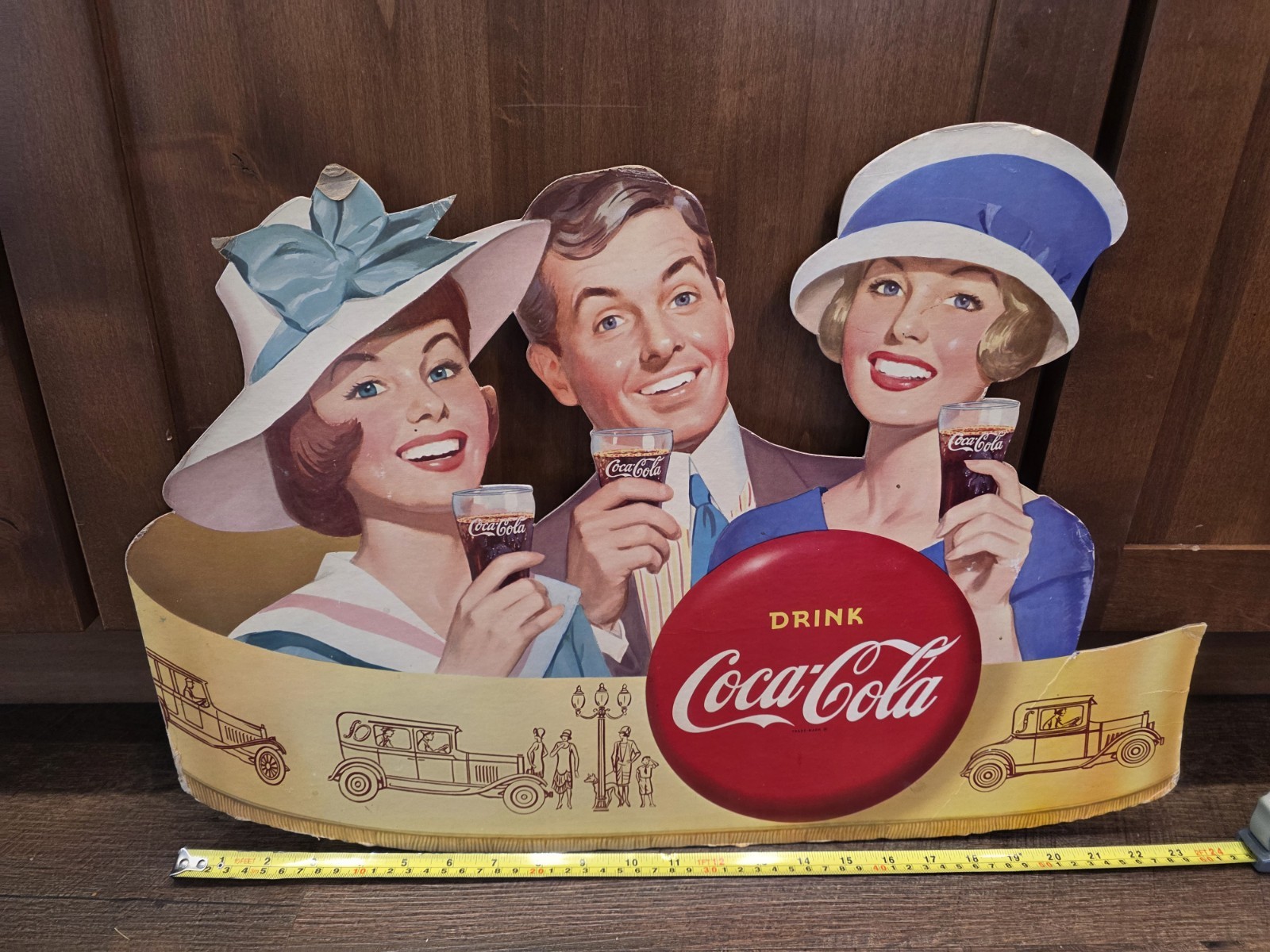 RARE Vintage 1920s Style Coca-Cola Cardboard Die-Cut Sign -24" Store Display Gas
