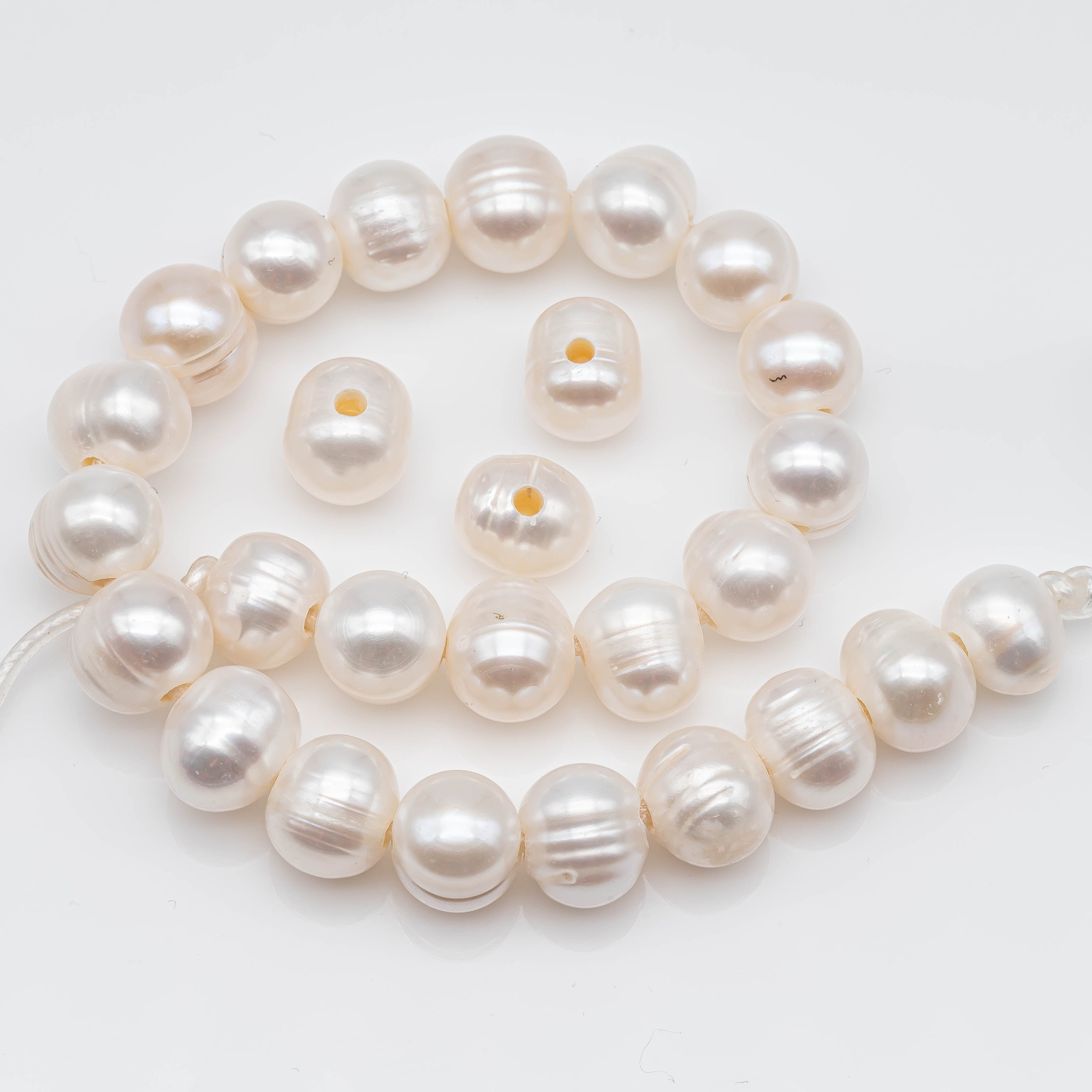 9-10mm Large Hole Freshwater Pearls in 8 inch Strand