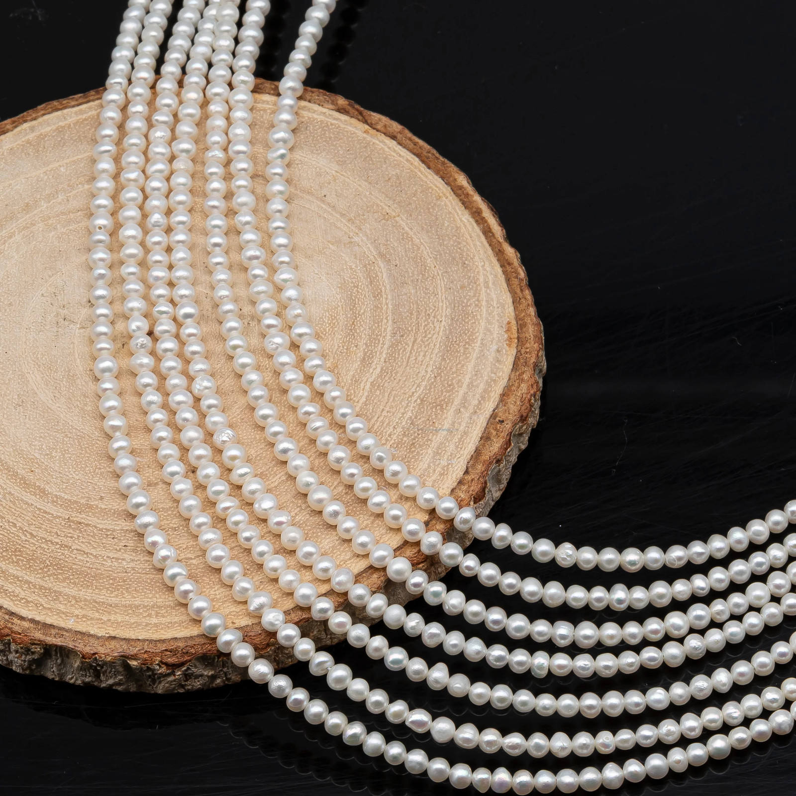 2.5-3mm or 3-4mm Freshwater Pearls Near Round Pearl Beads, White Color, Seed Pe