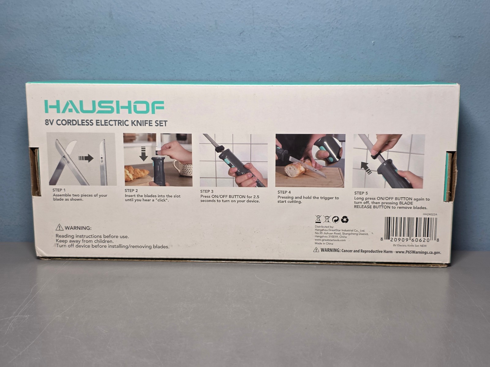 Haushof 8V Cordless Rechargable Electric Reciprical Knife Set HH24022A New