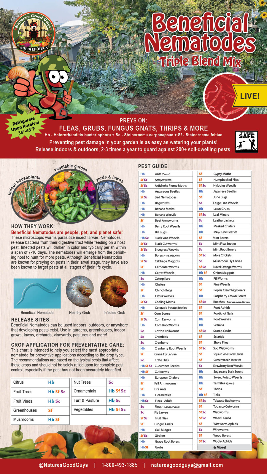 30 Million Beneficial Nematodes Triple Blend HB+SC+SF - Targets 200+ Soil Pests