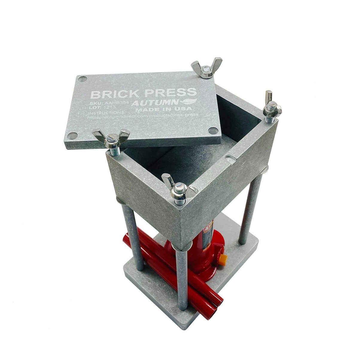 AUTUMN Brick Press, 4-Ton Capacity, 5 x 3 IN brick size - Made in USA OPEN BOX