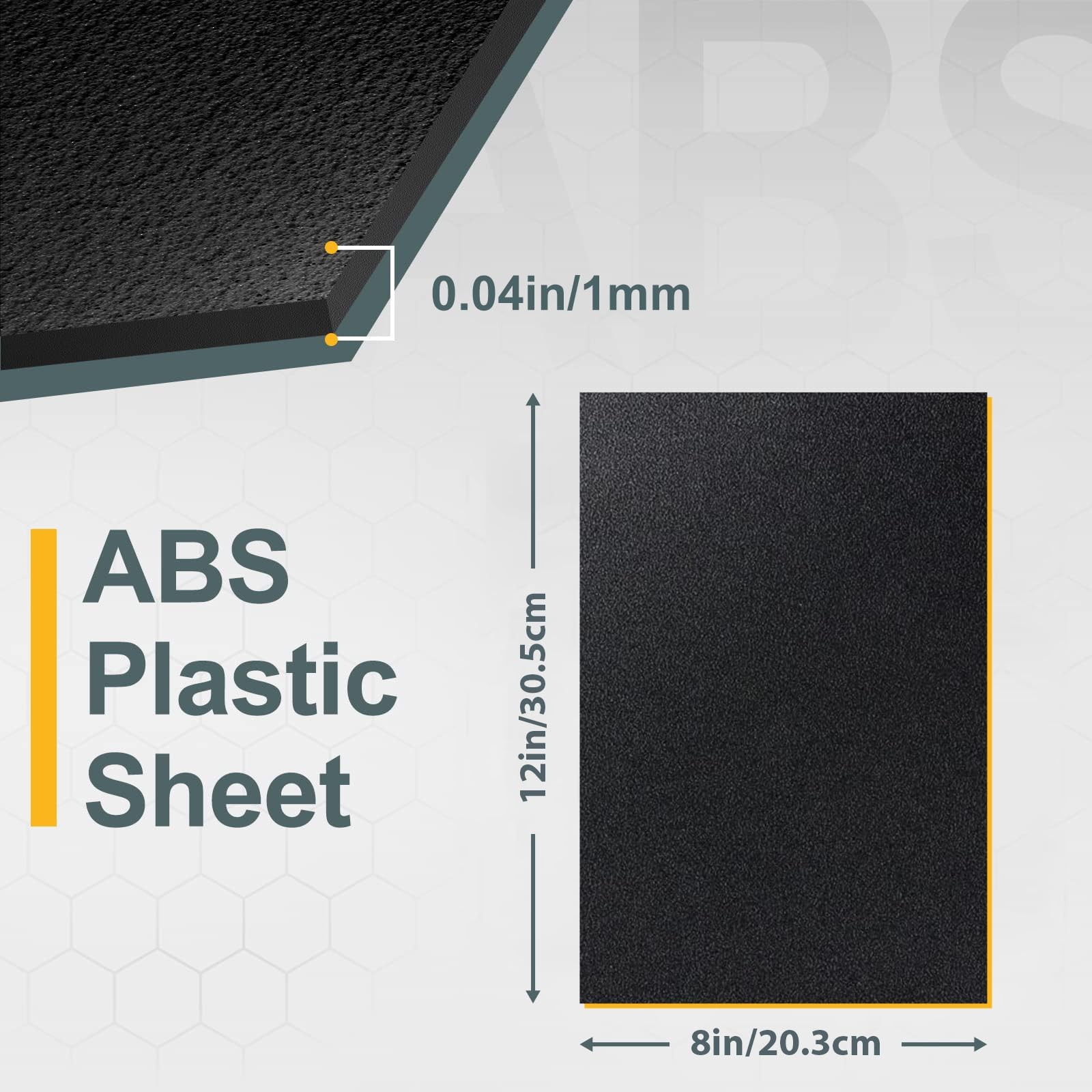 Black ABS Plastic Sheet 8" X 12"X 0.04" Flexible Moldable Impact Strength and Hi