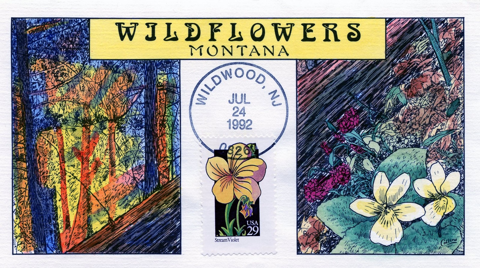 WWLF COLLINS FDC HAND PAINTED  STATE WILDFLOWERS  2655   MONTANA