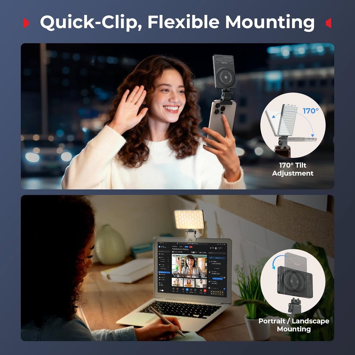 SmallRig Magnetic Selfie Phone LED Video Light 2700K-6500K for iPhone Camera