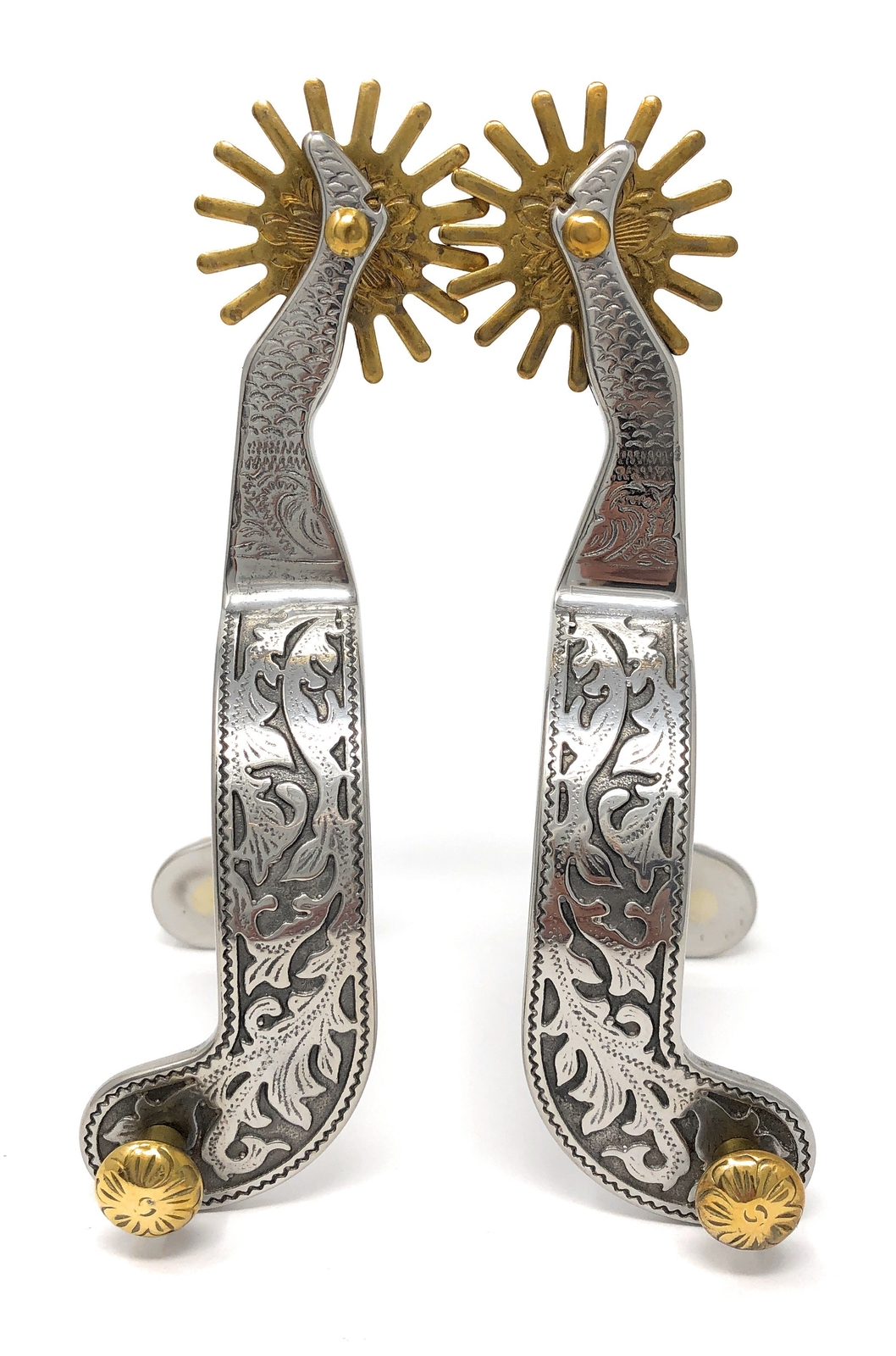 AJ Tack Mens Gal Leg Engraved Spurs