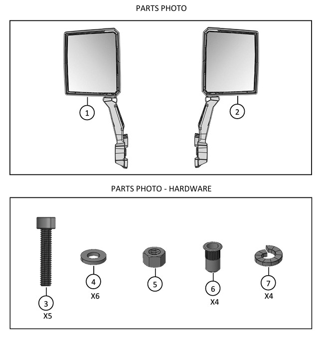 Kawasaki Ridge 1000 Side Driver & Passenger Door Mirror Set 99994-1795 OEM
