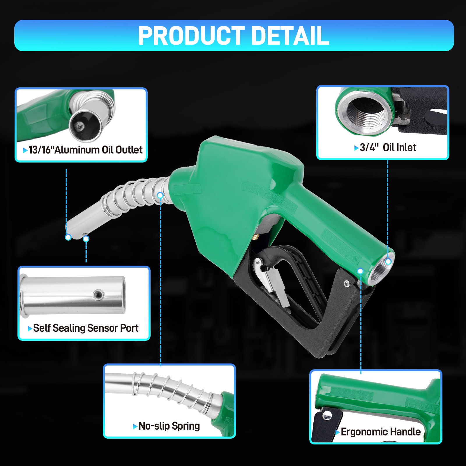 3/4" NPT Automatic Fuel Nozzle Shut-Off Fuel Nozzle Gas Pump 13/16" Spout Diesel