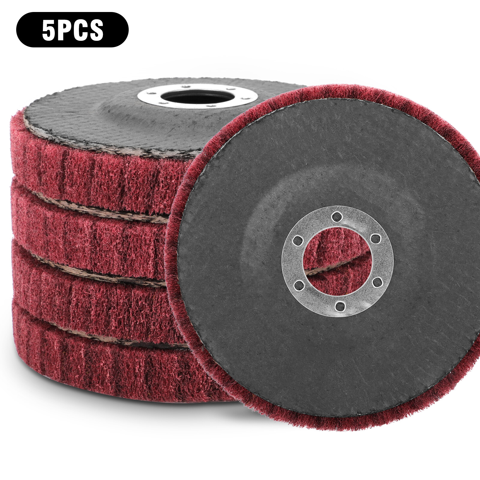 5Pcs 4.5" x 7/8" Nylon Fiber Buffing Wheel Flap Polishing Disc for Angle Grinder