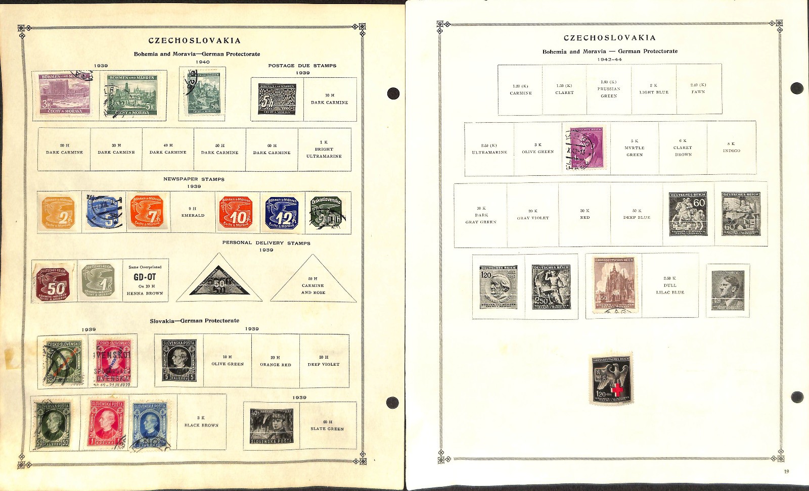 Czechoslovakia Stamp Collection on 22 Scott International Pages, 1918-1959 (BC)