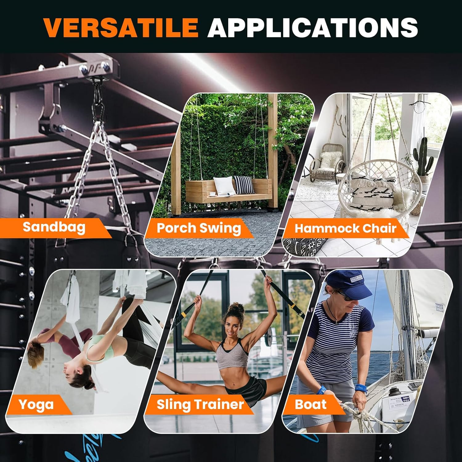 1700 Lb Capacity Hammock Hanging Kit, 2 Pack M10 Premium Heavy Duty Pad Eye Hook