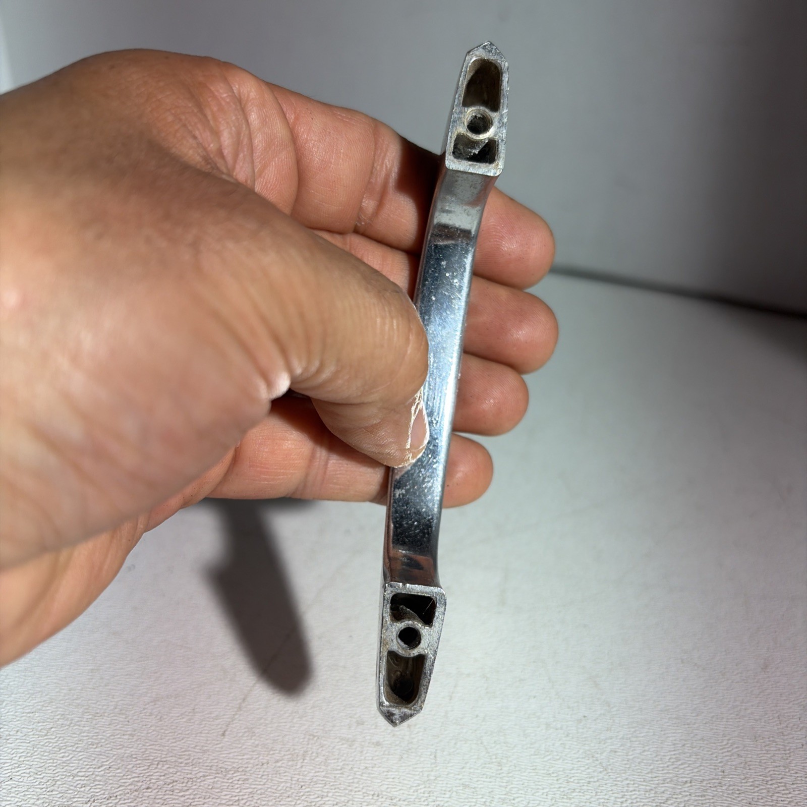 Vintage Mid Century Modern Single Silver Tone Metal Drawer Pull Handle