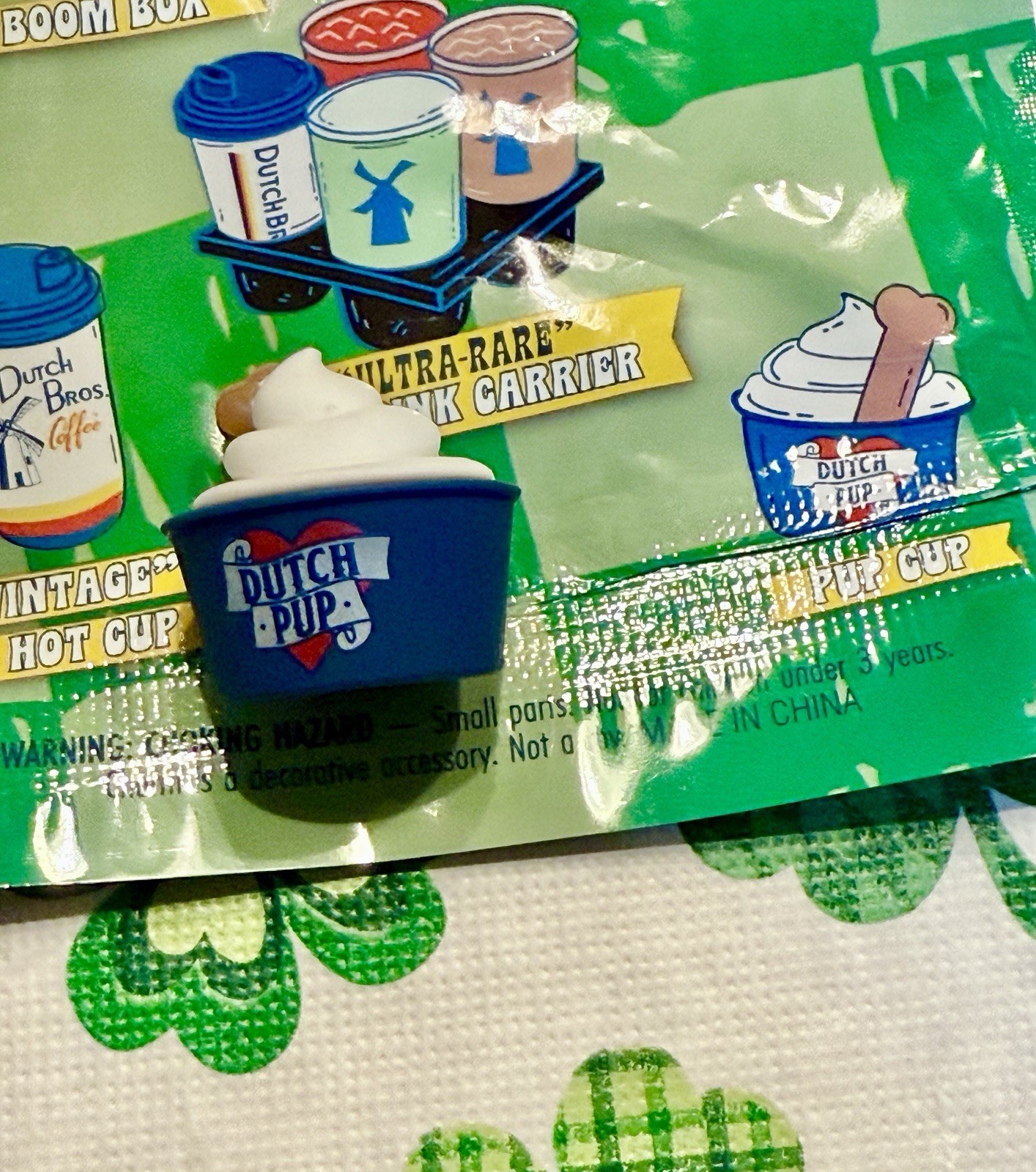 🍀 March 2026 St Paddy’s Dutch Bros Mini Charms Pup Cup With Pins & Stickers