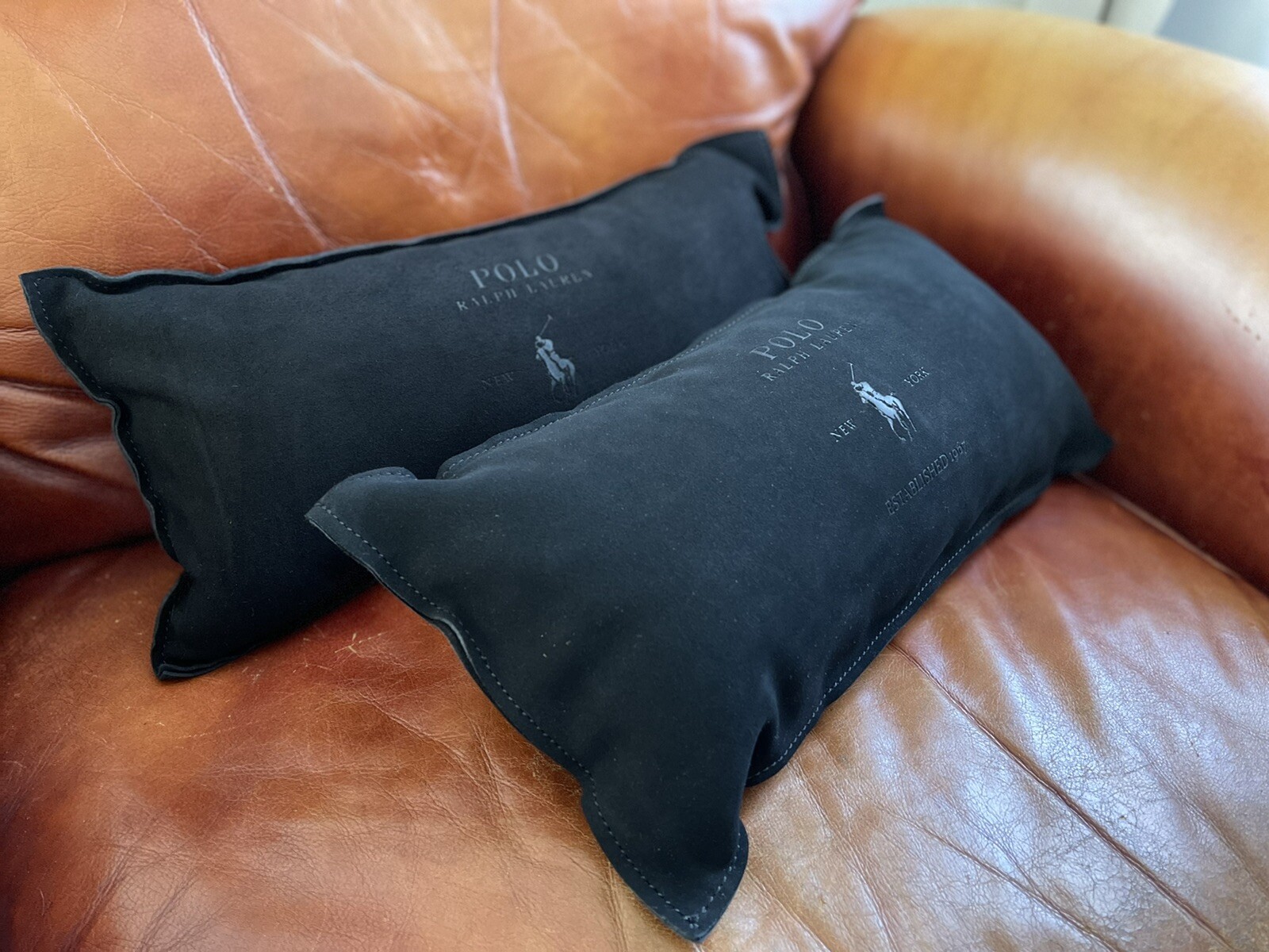 Ralph Lauren Polo Suede Leather Throw Pillow