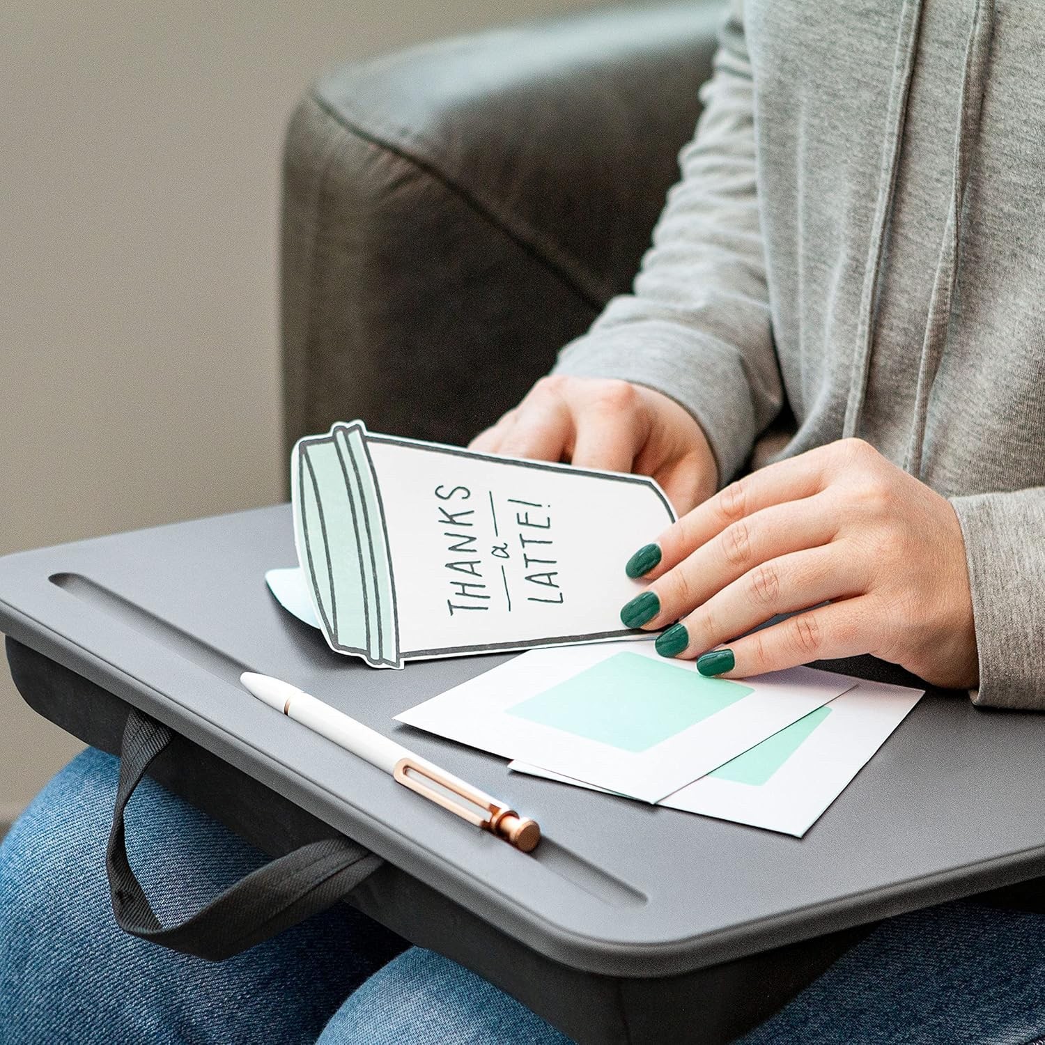 LAPGEAR Compact Lap Desk - Fits up to 15 Inch Laptops - Charcoal - 43105