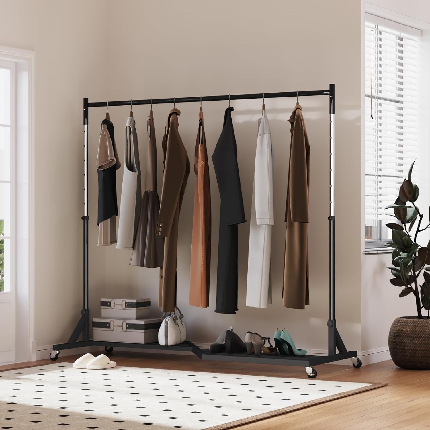 Z-Truck Clothing Rack Z Base Heavy Duty Garment Rack Adjustable Height w/Wheel