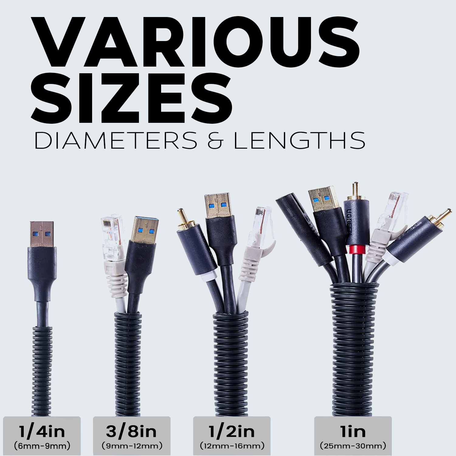 1.5 Inch Black Split Wire Loom 10 FT Cut Piece Polyethylene Hose Cover