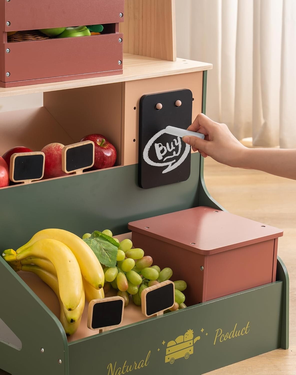 Robud Wooden Grocery Store Playset Play Store Starlight Market Playset for 3+