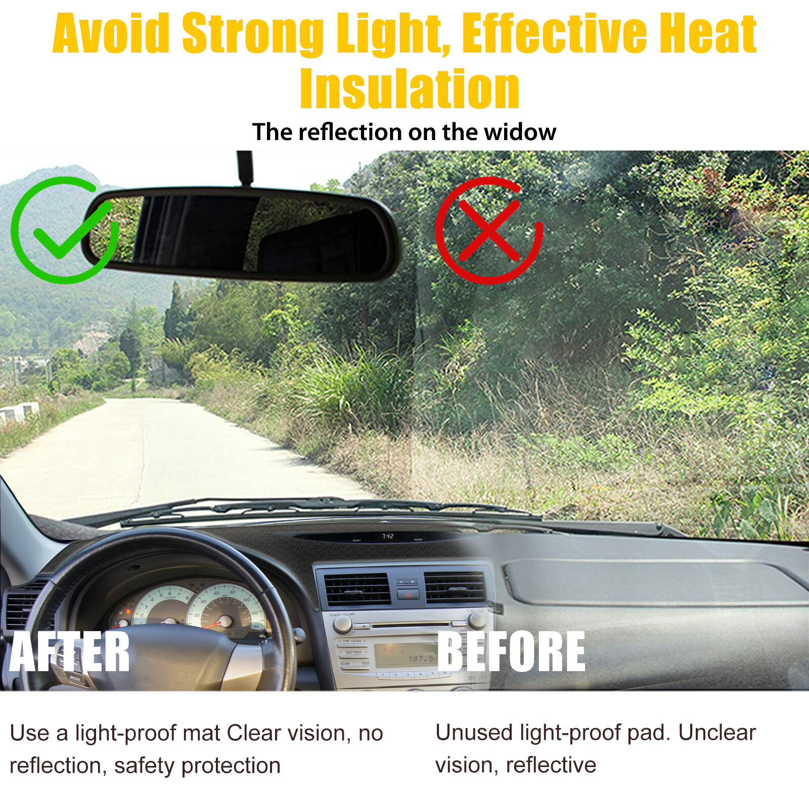 For TOYOTA CAMRY 2007-2011 US Dashmat Dash Cover Dashboard Mat Car Interior Pad