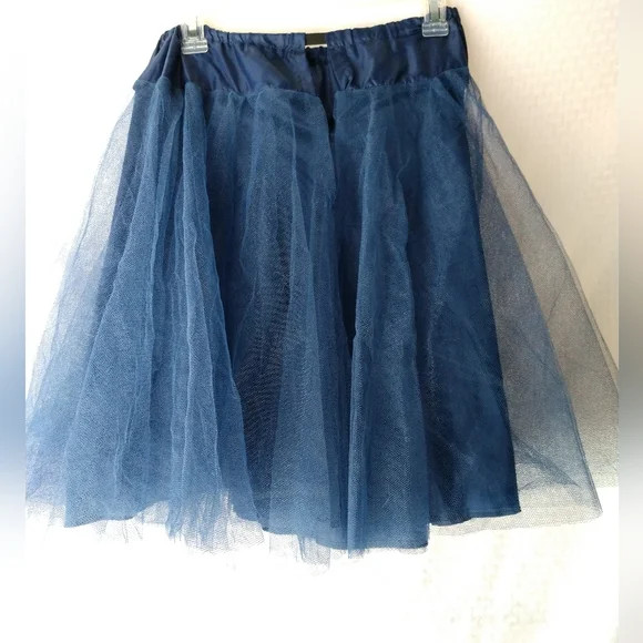 Blue Tulle Underskirt Petticoat Elastic Waist Size Medium