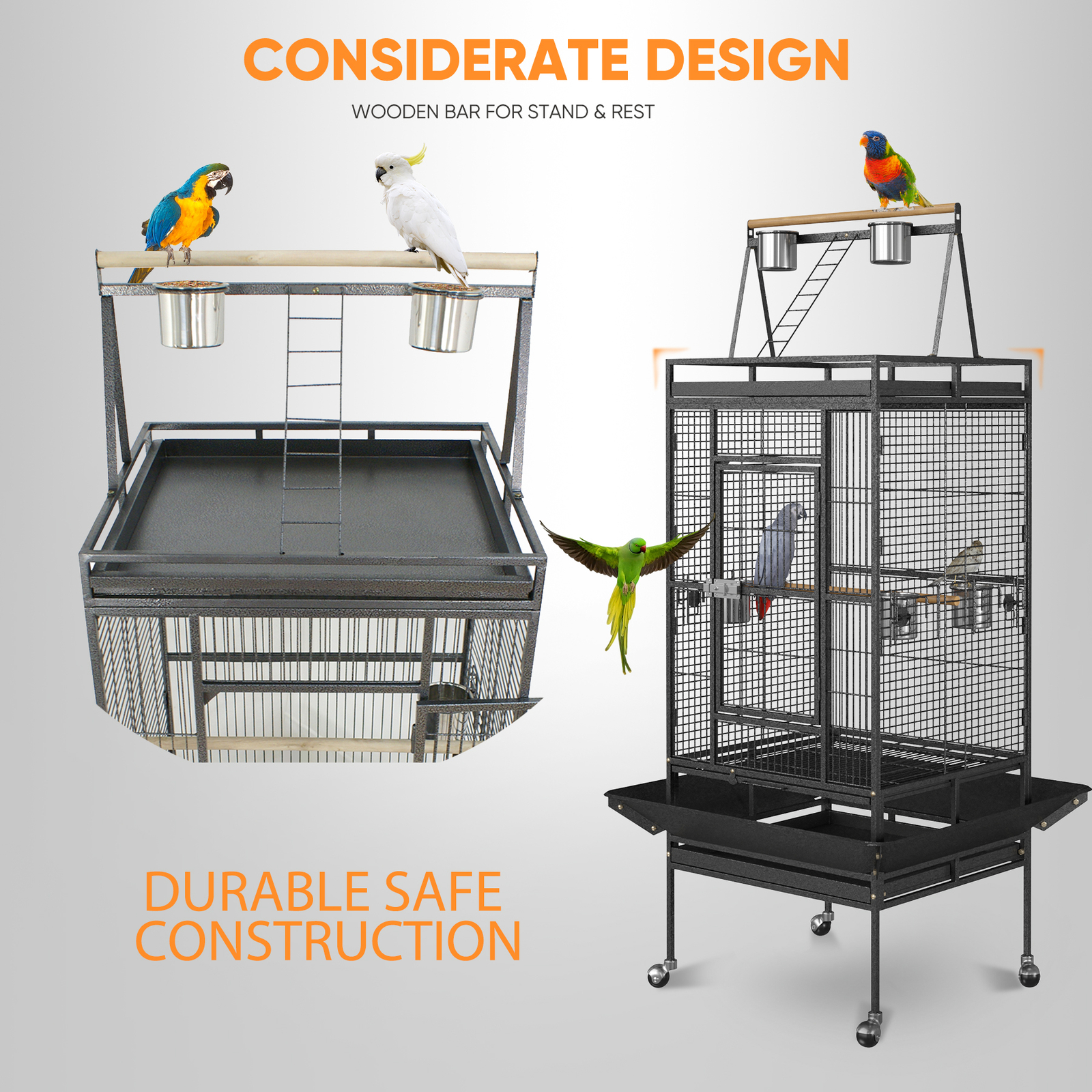 68" Large Bird Cage Play Top Parrot Finch Flight Cage Macaw Cockatoo Pet Supply