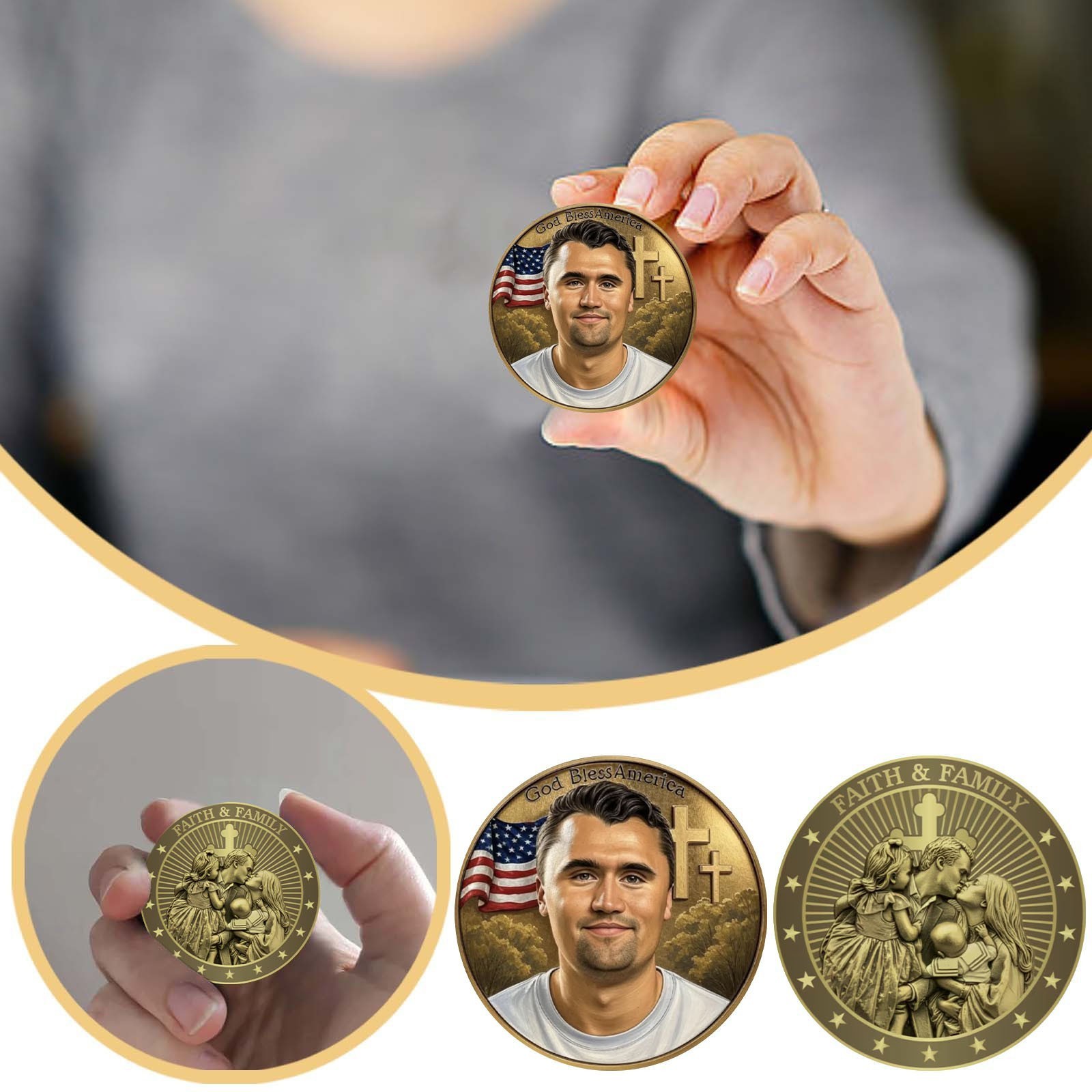 Charlie Kirk Commemorative Coin God Blessamerica Faith&Family