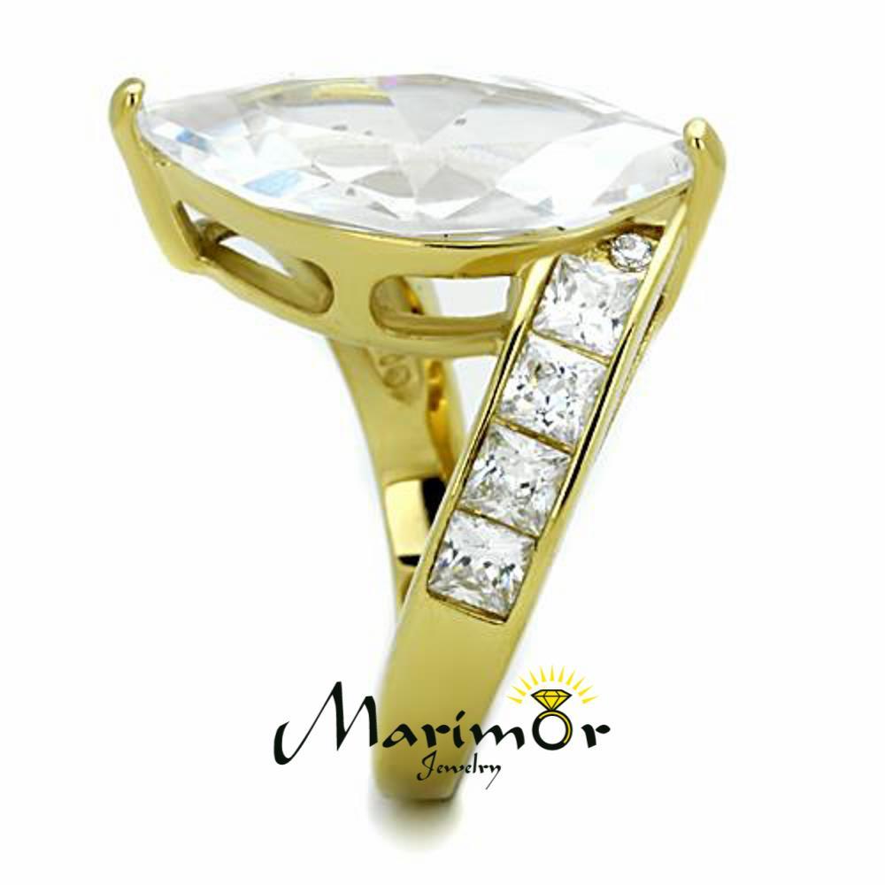Women's 9.38 Ct Marquise Cut Cz 14k Gold Plated Stainless Steel Engagement Ring