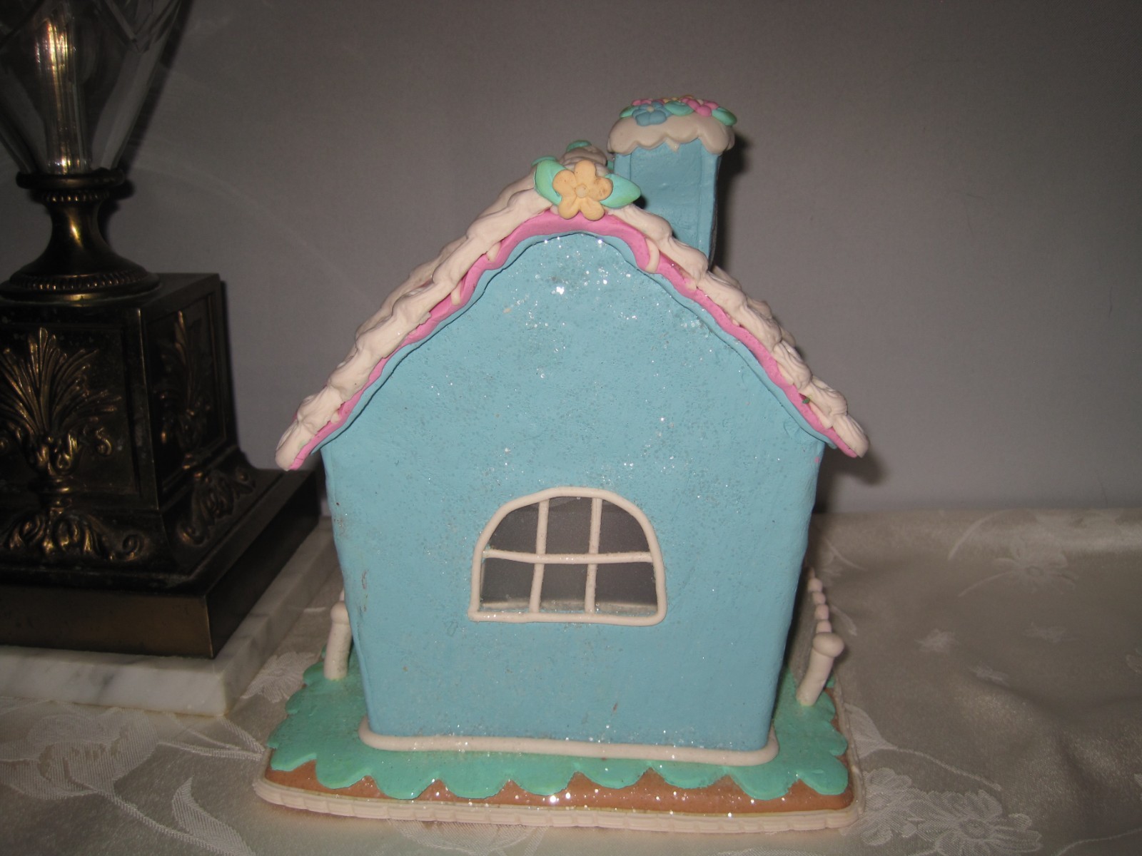 Cupcakes & Cashmere SUGARED Pastel Easter light up Gingerbread House Bunny