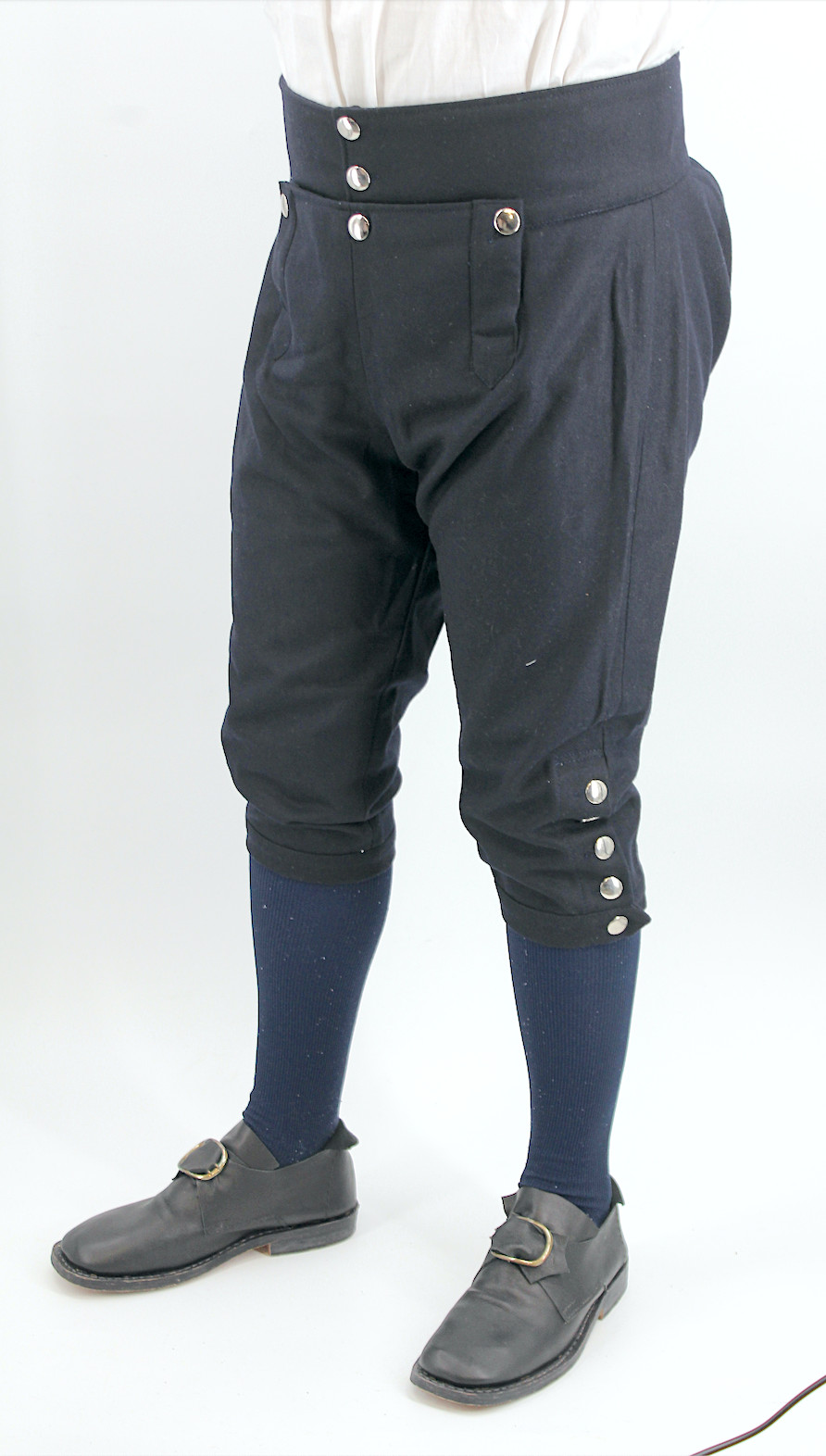 Dark Blue Wool Colonial Period Knee Breeches Size 40 / XL