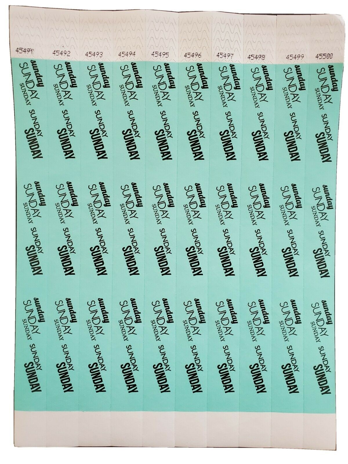 100 Monday-Sunday 3/4" Tyvek Wristbands