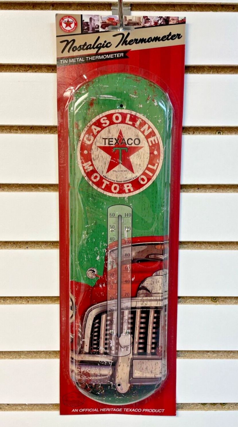 NEW! Gas & Oil TEXACO - Indoor Outdoor Metal Tin 17" Thermometer Nostalgic 40252