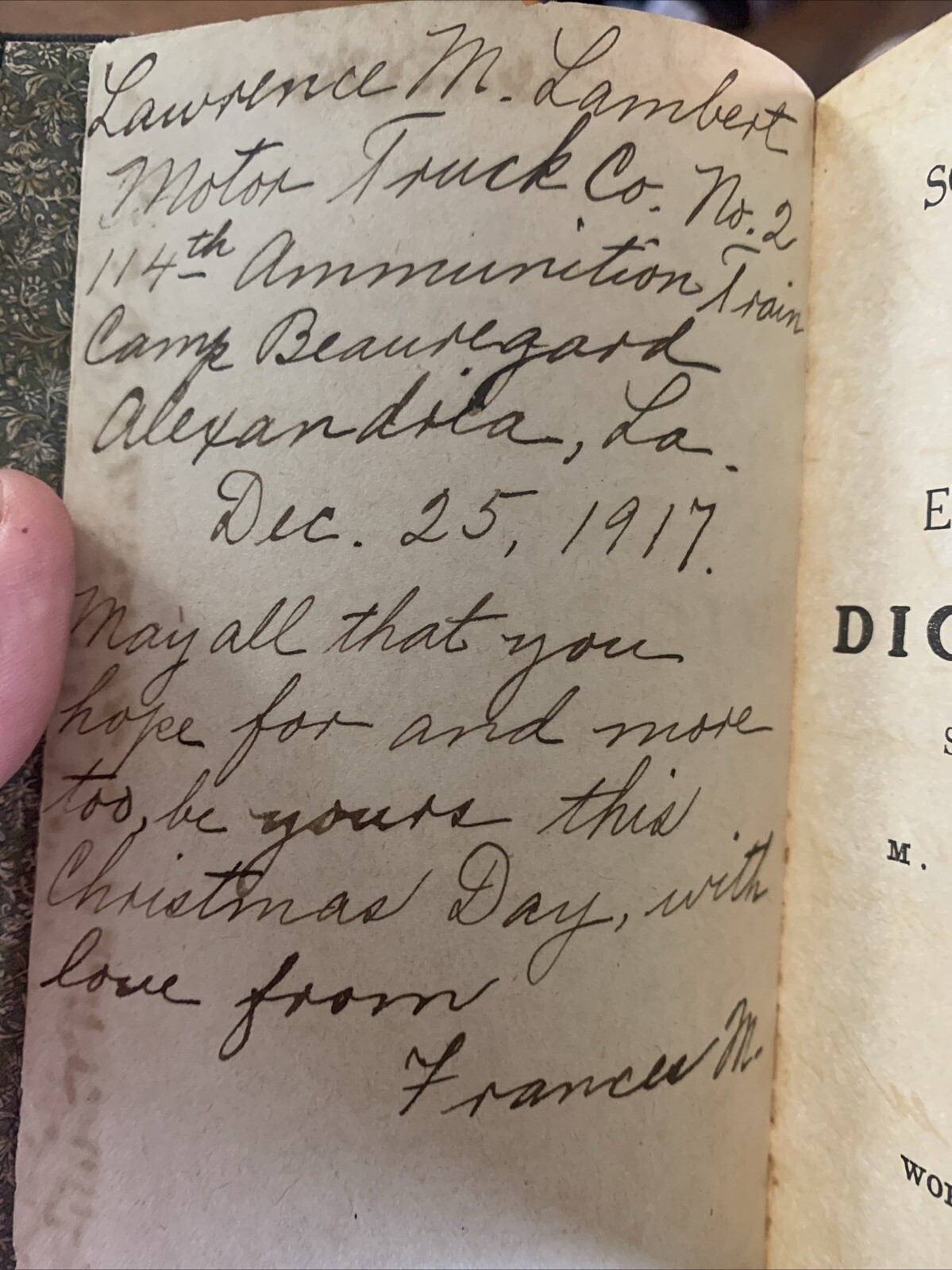 Antique Soldier's - Sailor's Diary / English - French Dictionary - WW1 Militaria